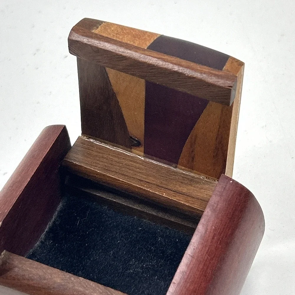 Handcrafted Multi Wood Bandsaw Trinket Jewelry Box Wooden Keepsake Gift